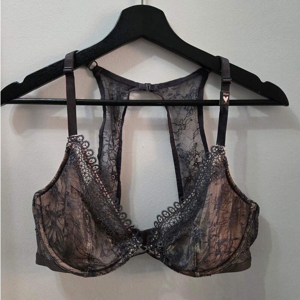 Victoria's Secret Very Sexy Unlined Plunge Racerback Lace Bra 34DD New